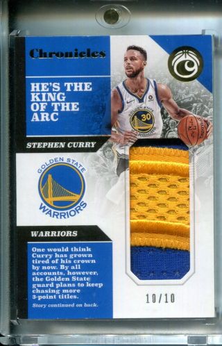 Stephen Steph Curry 2017 - 18 Panini Chronicles Game Jersey Patch 10/10 1/1
