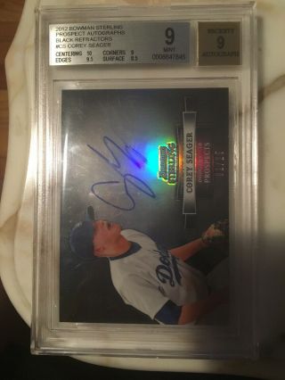Corey Seager 2012 Bowman Sterling Black Refractor Auto /25 Bgs 9/9.  Steal Price