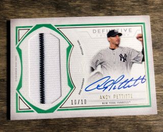 2019 Topps Definitive - Andy Pettite Patch Auto Green 10/10