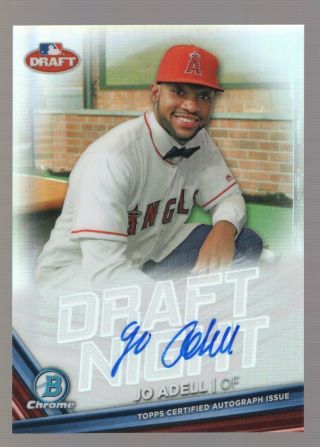 Jo Adell 2017 Bowman Chrome Draft Night Refractor Rc On Card Auto 62/99 Angels