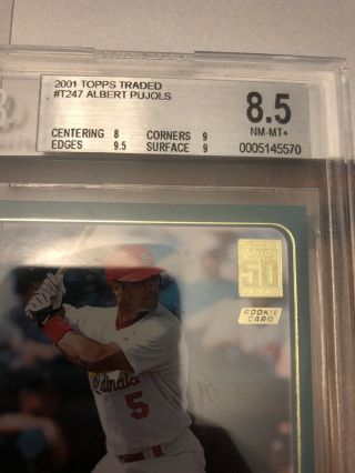 2001 Topps Traded T247 Albert Pujols Rookie card RC BGS 8.  5 2