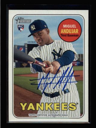 Miguel Andujar 2018 Topps Heritage Real One On Card Rookie Autograph Auto K9296