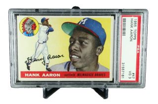 1955 Topps Baseball Card Hank Aaron 47 Psa 3 (vg) Milwaukee Braves