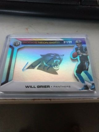2019 Panini Elements Will Grier Rookie Neon Signs Panthers 37/50