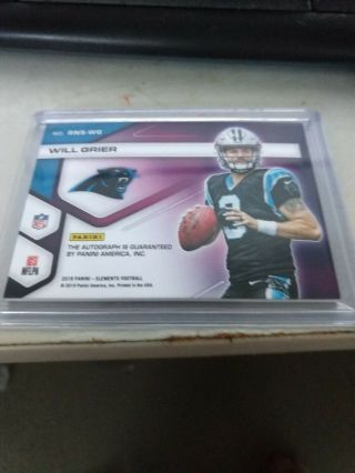 2019 Panini Elements Will Grier Rookie Neon signs Panthers 37/50 2