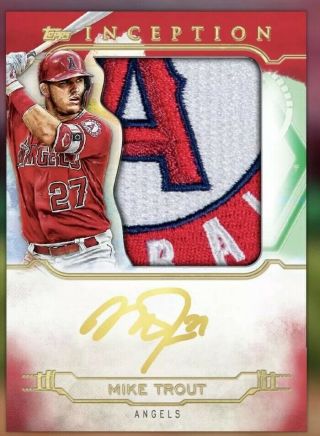 2019 Topps Bunt Mike Trout Inception Red Jumbo Patch Sig Relic Award Digital /5