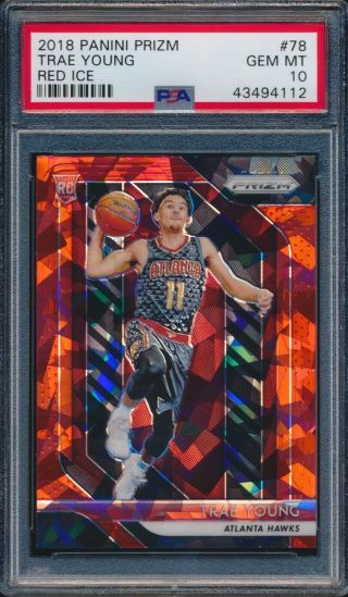2018 Panini Prizm Trae Young Red Ice Prizm Rookie 78 Psa 10 Gem Mt