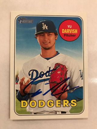 2018 Topps Heritage Yu Darvish Signed Autograph Chicago Cubs La Dodgers