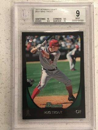 2011 Bowman Draft 101 Mike Trout Rc Bgs 9