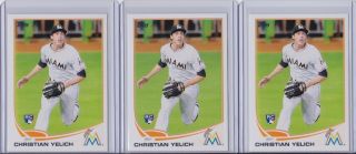 [3 Lot] 2013 Topps Update Christian Yelich Rc Rookie