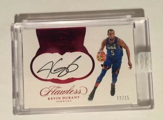 2016 - 17 Flawless Kevin Durant Autograph Usa Basketball Ruby Auto 12/15 Encased