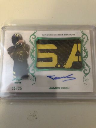 James Cook 2018 Leaf Army All American Patch Auto 15/25 Georgia