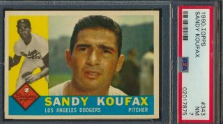 1960 Topps 343 Sandy Koufax Los Angeles Dodgers Psa 7 Nm Hof (ga)