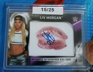 2018 Topps Wwe Liv Morgan Autographed Kiss Card 15/25 Authentic