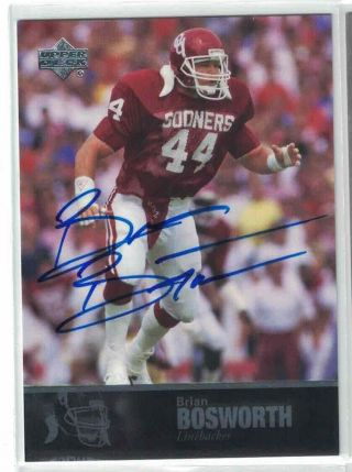 2011 Ud College Football Legends Autograph 35 Brian Bosworth Oklahoma Sooners