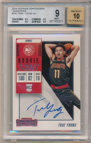 Trae Young 2018/19 Panini Contenders Rc Rookie Autograph Sp Auto Bgs 9 10