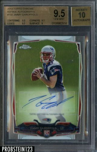2014 Topps Chrome Jimmy Garoppolo Throwing Patriots Rc Rookie Auto Bgs 9.  5