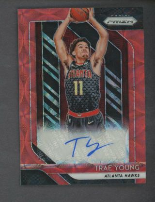 2018 - 19 Panini Prizm Choice Red Trae Young Hawks Rc Rookie Auto
