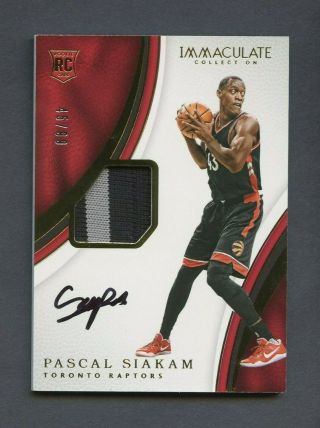 2016 - 17 Immaculate Pascal Siakam Rpa Rc Rookie Patch Auto 45/99 Raptors