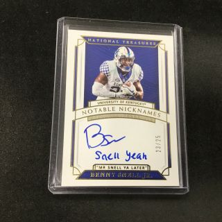 Benny Snell Jr 2019 National Treasures Collegiate Nickname Rookie Auto 23/25 Rc