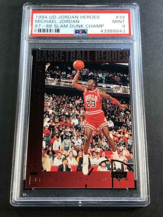 Michael Jordan 1994 Upper Deck 39 Basketball Heroes Insert Psa 9 Bull Mj