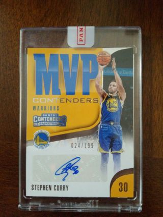 2018 - 19 Contenders Mvp Stephen Curry Warriors Auto 24/199 Very Rare Autograph