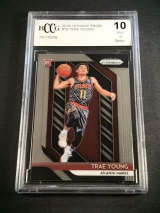 Trae Young 2018 Panini Prizm 78 Chrome Rookie Card Rc Bgs Bccg Graded 10