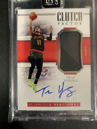 Trae Young 2018 - 19 National Treasures Clutch Factor Rc Auto Patch 41/99