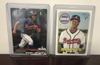 2017 Bowman Chrome Ronald Acuna Jr 1st Prospects Rookie,  2018 Topps Heritage