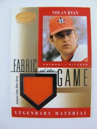 Donruss Fabric Of The Game Nolan Ryan Fg - 4 Game Worn Jersey Card 2001 Leaf