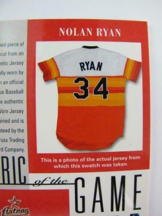 Donruss Fabric of the Game Nolan Ryan FG - 4 Game Worn Jersey Card 2001 Leaf 6