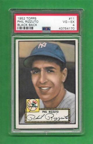 1952 Topps 11 Phil Rizzuto Psa Vg - Ex 4 York Yankees Old Baseball Card