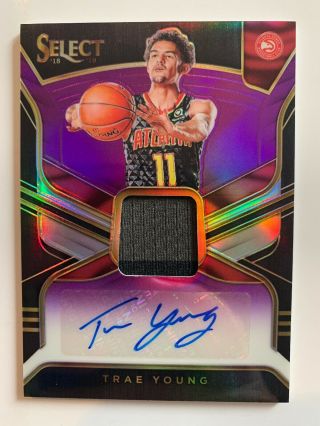 2018 - 19 Select Fotl Purple Rookie Rc Patch Auto Trae Young Hawks 39/99 Rc Prizm