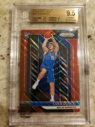 2018 - 19 Panini Prizm Red Ruby Wave Refractor Luka Doncic Rc Bgs 9.  5 Rare