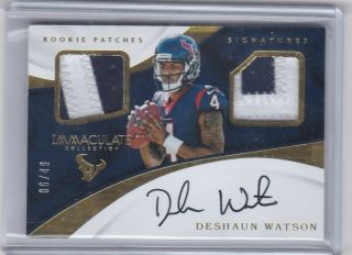 2017 Immaculate Auto Dual 2 Color Patch Jersey Deshaun Watson 6/49 Rookie Rc