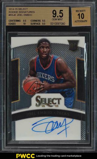 2014 Select Signatures Joel Embiid Rookie Rc Auto /275 Bgs 9.  5 Gem (pwcc)