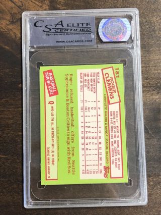 1985 Topps Tiffany Roger Clemens ROOKIE RC 181 Graded 10 GEM 2