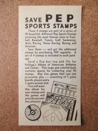 1937 Kellogg ' s Pep Stamp Panel 18 Howard Jones Sam West St Louis Browns Senators 2