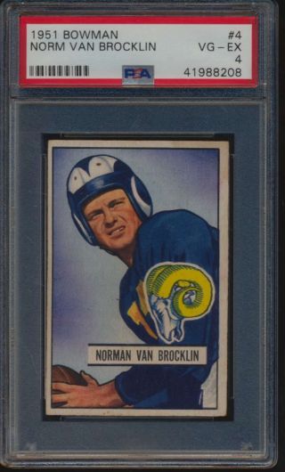 1951 Bowman 4 Norm Van Brocklin Hof Rc Psa 4 Vgex 52108