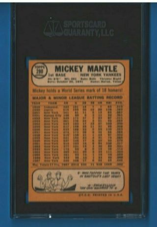 1968 Topps Mickey Mantle 280 SGC 5 EX Freshly Graded 2