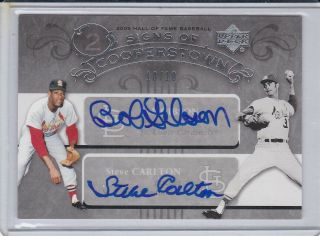 2005 Upper Deck Signs Of Cooperstown Dual Auto Bob Gibson Steve Carlton 10/10