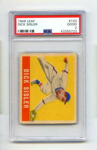 1948 Leaf Dick Sisler 143 Philadelphia Phillies Baseball Card Psa Good 2