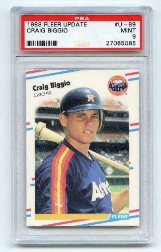 1988 Fleer Update Houston Astros Craig Biggio " Rookie " Hof Psa 9