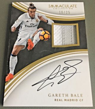Gareth Bale 2017 Panini Immaculate Patch Auto Real Madrid /25 Sp