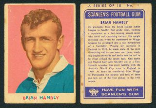 Brian Hambly 1963 Scanlens Rugby League Card 1