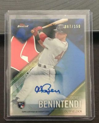 2017 Topps Finest Andrew Benintendi Red Sox Rc Finest Firsts Blue Auto D 67/150
