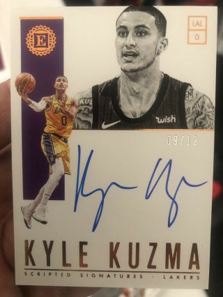 2018 - 19 Encased Kyle Kuzma Auto Scripted Signatures Autograph 9/12 Fotl Sp