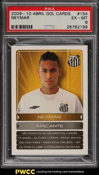 2009 Abril Gol Cards Soccer Neymar Rookie Rc 154 Psa 6 Exmt (pwcc)