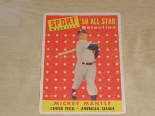 1958 Topps Baseball All Star Selection 487 Mickey Mantle