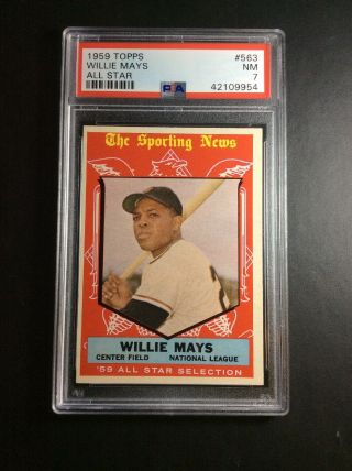1959 Topps 563 Willie Mays All Star San Francisco Giants Psa 7